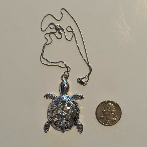 NWOT Sea Turtle Pendant. (Only) Silver Necklace 925 Delicate 20 Inch Chain - Picture 7 of 8